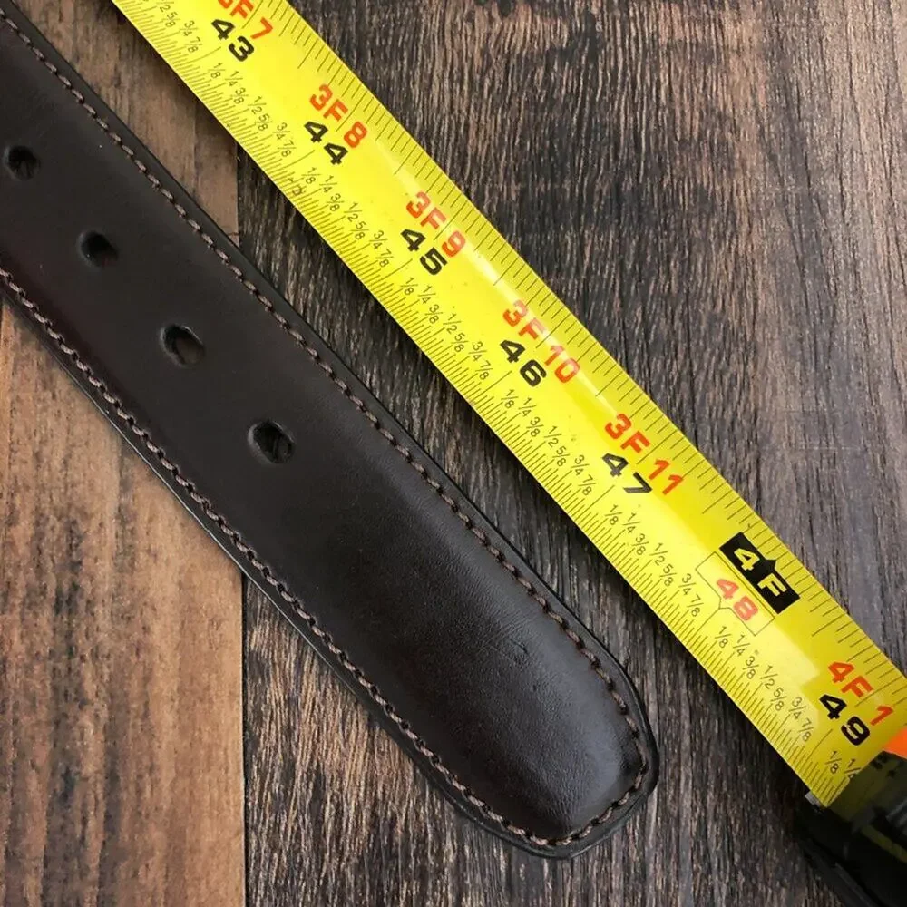 Columbia Belt Leather Trim Braided Silver Tone Buckle Mens Size 42 Brown Tan